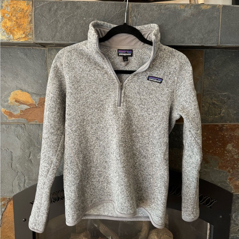 Patagonia Heather Grey and White Better Sweater Quarter Zip Pullover Size small